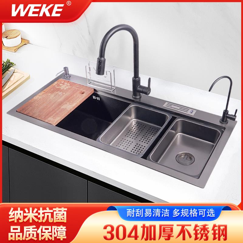 90X50黑金刚大单槽sus304不锈钢加厚洗碗机替换洗菜盆厨房水槽盆