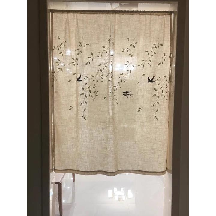无冲孔亚麻门帘隔断帘绣田园风格