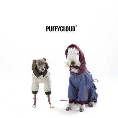 PUFFYCLOUD贝灵顿灵缇狗狗雨衣冲锋衣宠物防水户外防脏防尘四脚衣