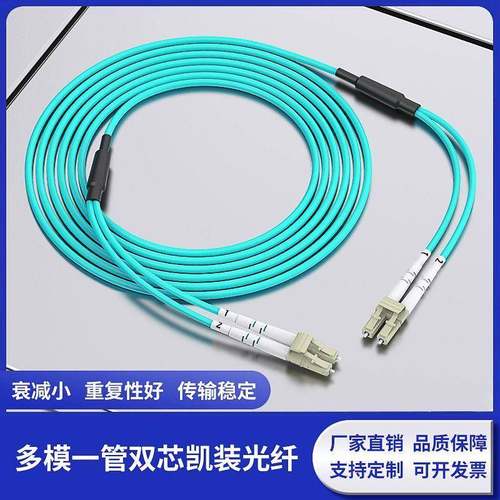 室内多模铠装光纤跳线万兆OM3OM4光纤延长线LCFCSCST双芯尾纤阻燃