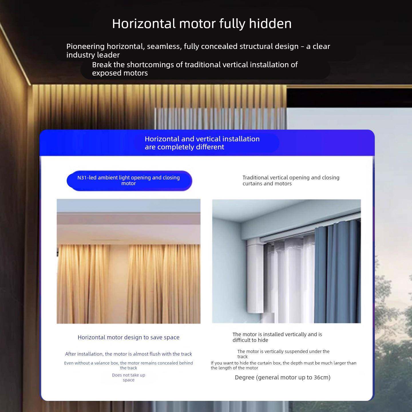 乐屋电动氛围窗帘轨道隐藏式可变光源全自动声控智能语音静音电机