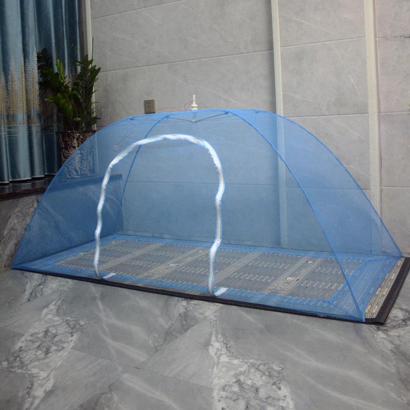 懒人临时蚊帐免安装带支架拉炼 炼 无底可折叠落地打地舖防蚊罩蒙