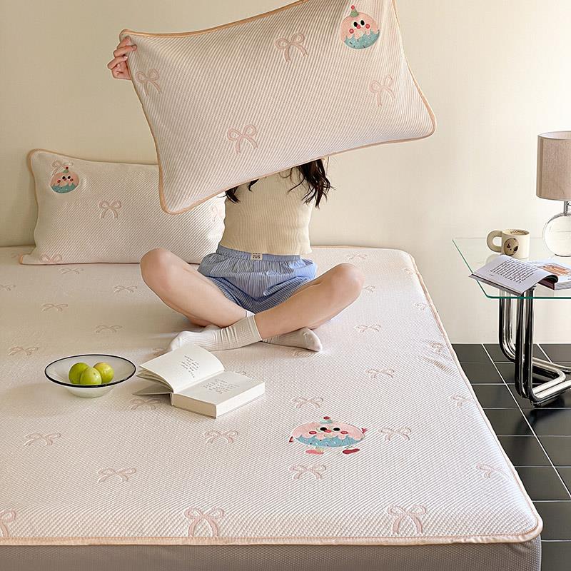 月光巴士3D冰豆软凉席床笠款1.5米1.8三件套可机洗凉感冰丝席家用