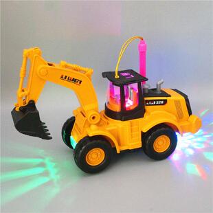 中秋节灯笼儿童手提发光音乐电动万向挖土机汽车男孩节日卡通花灯