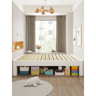 全实木无床头床架子榻榻米排骨架床民宿酒店静音齐边床可任意定制