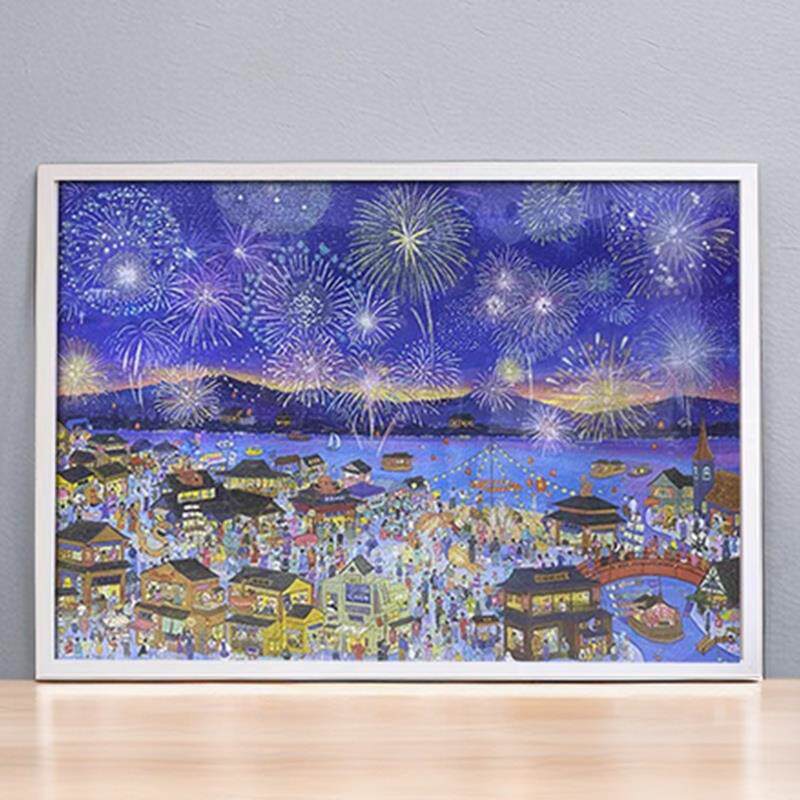 花火夜游拼图框2000片96*68cm猫空专用拼图裱框实木相框金属画框