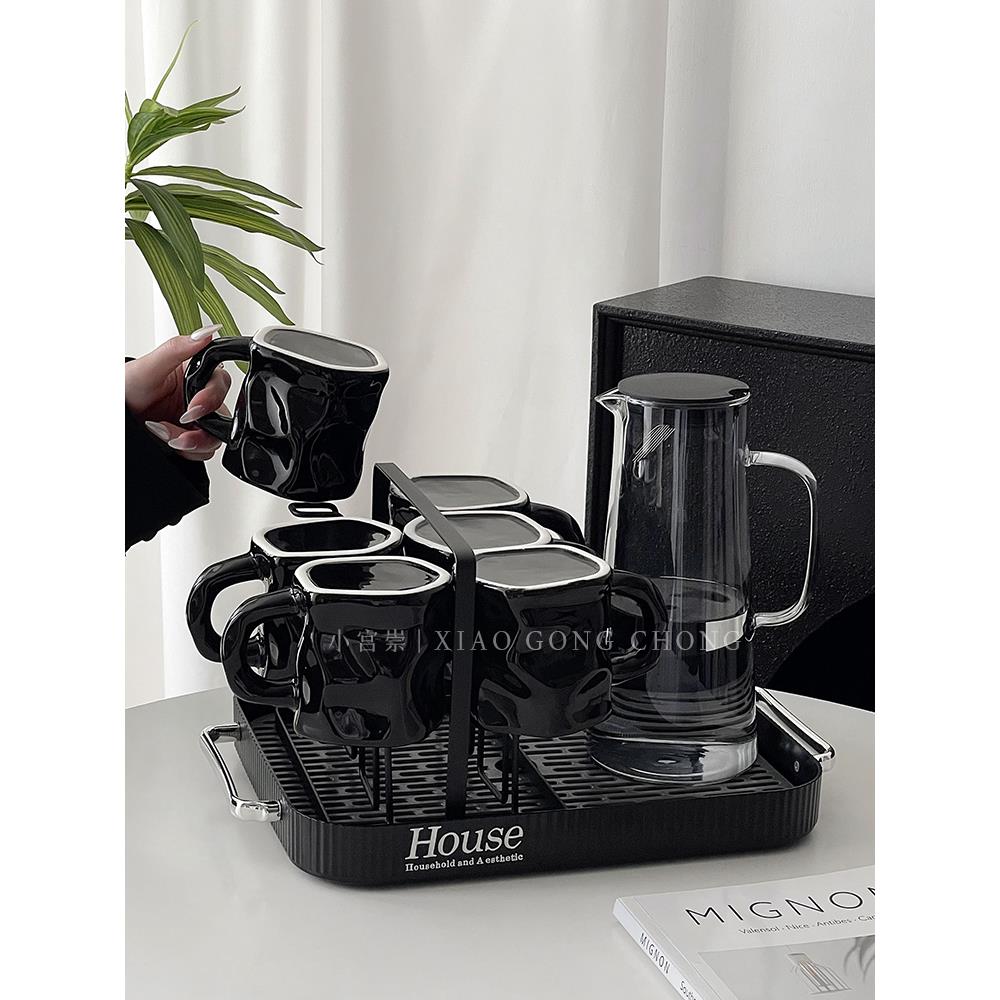 乔迁新居杯子套装家用扭扭马克杯陶瓷水杯客厅待客茶几高级感杯具