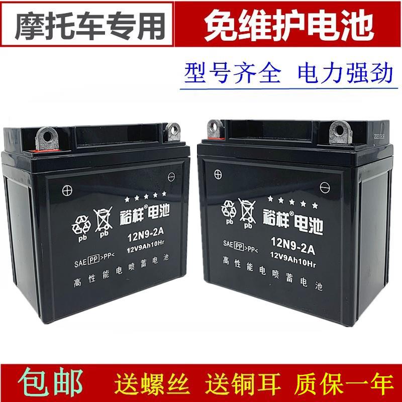 摩托车电瓶12V9a免维护通用125摩托车干电瓶踏板车12v7ah蓄电池