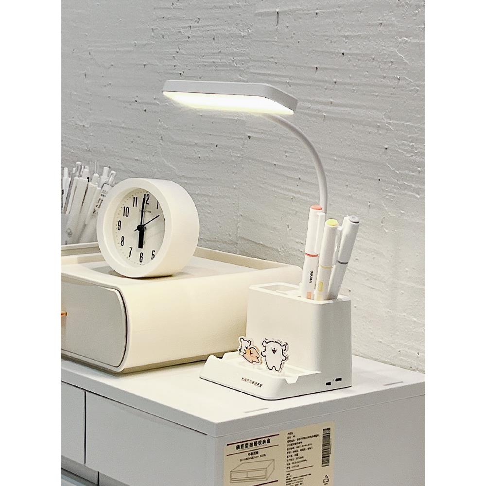 卧室台灯夜灯笔筒简单可充电护眼暖白灯书桌台灯学习专用Led