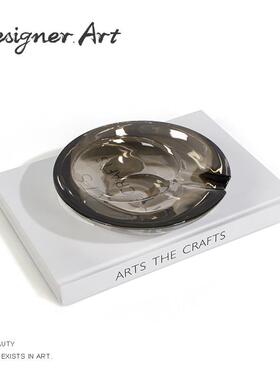 现代简约轻奢水晶圆形烟灰缸摆件样板房售楼处客厅茶几软装饰品