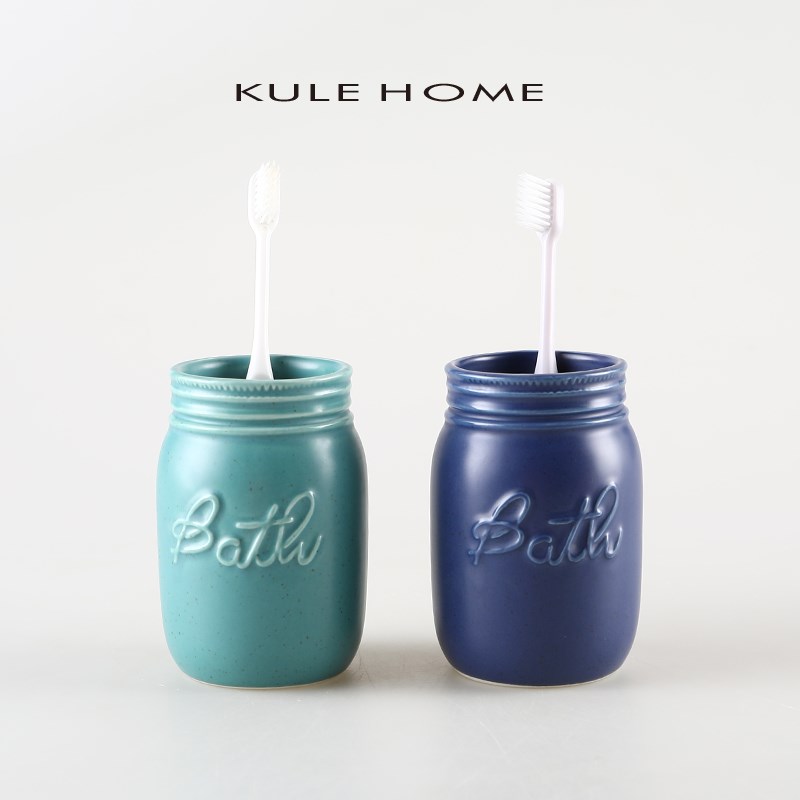 KULE HOM 轻奢情侣漱口杯高级感陶瓷刷牙杯牙缸洗漱杯子牙刷牙杯
