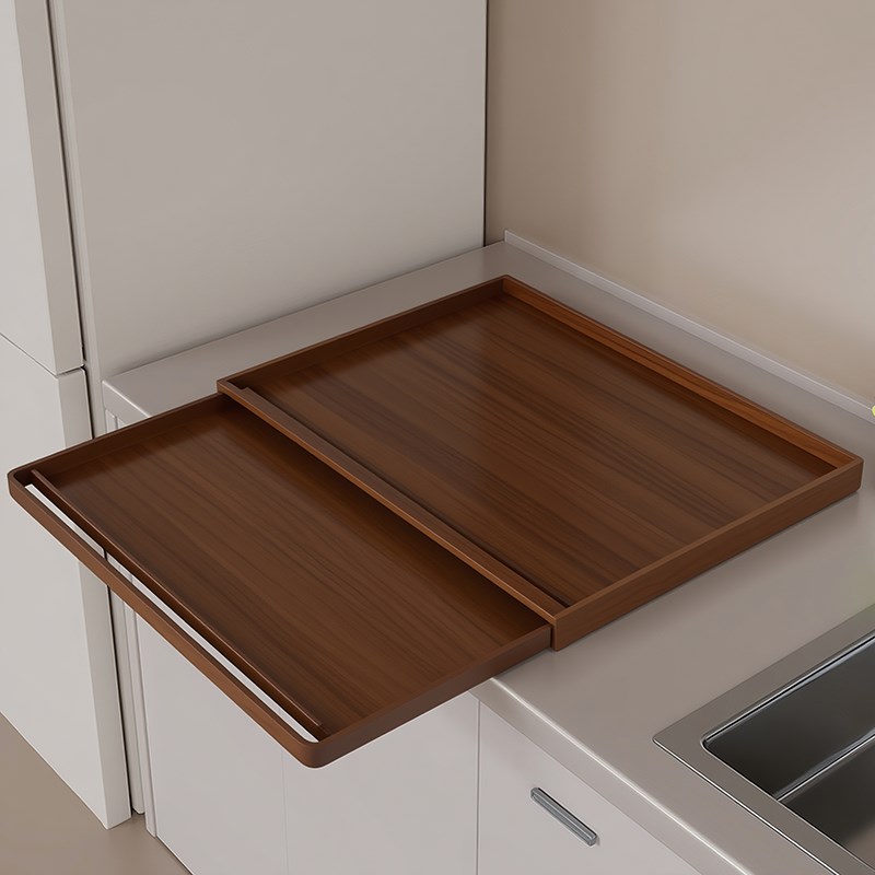 可抽拉置物架厨房微波炉烤箱支架隔板底部大容量整理W置物架子神