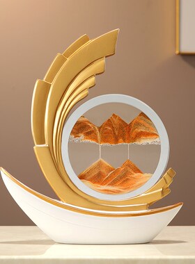 风生水起轻奢高级感一帆风顺x船摆件客厅玄关装饰办公室流沙画礼