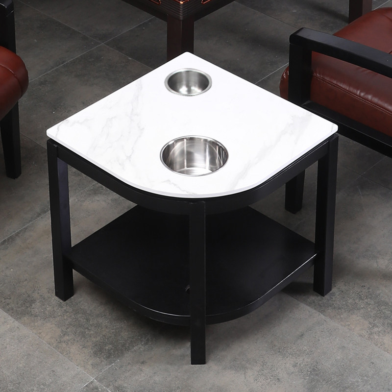 麻将机茶几实木岩板大理石麻将桌旁边小茶几角几棋牌室专用茶水架