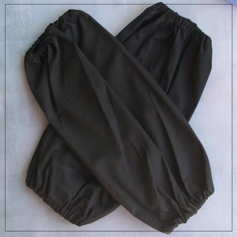 黑色棉布袖套男女纯黑全黑全棉套袖薄款透气办公配套耐脏工作防护