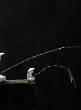 姜太公钓鱼摆件微景观陶瓷小船人物鱼缸水族流水假山造景盆景装饰