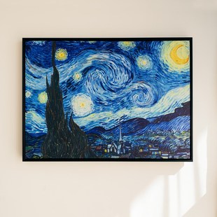 十七家装饰梵高星空世界名画装饰画油画挂画星月夜塞纳河畔的星夜