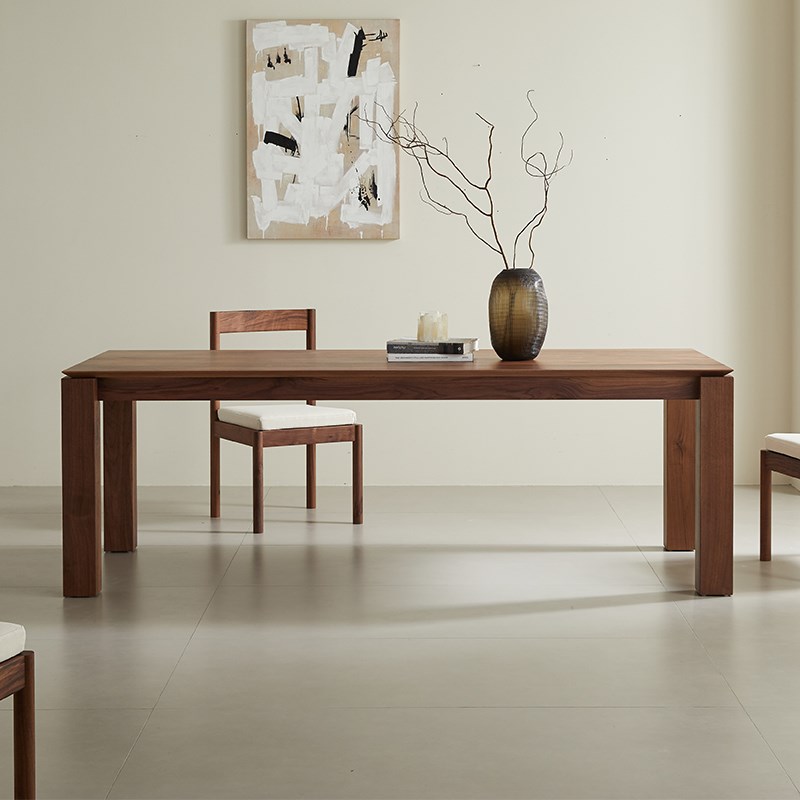 北美黑胡桃木餐桌现代简约长方形桌子全实木大板悬浮工作台茶台桌