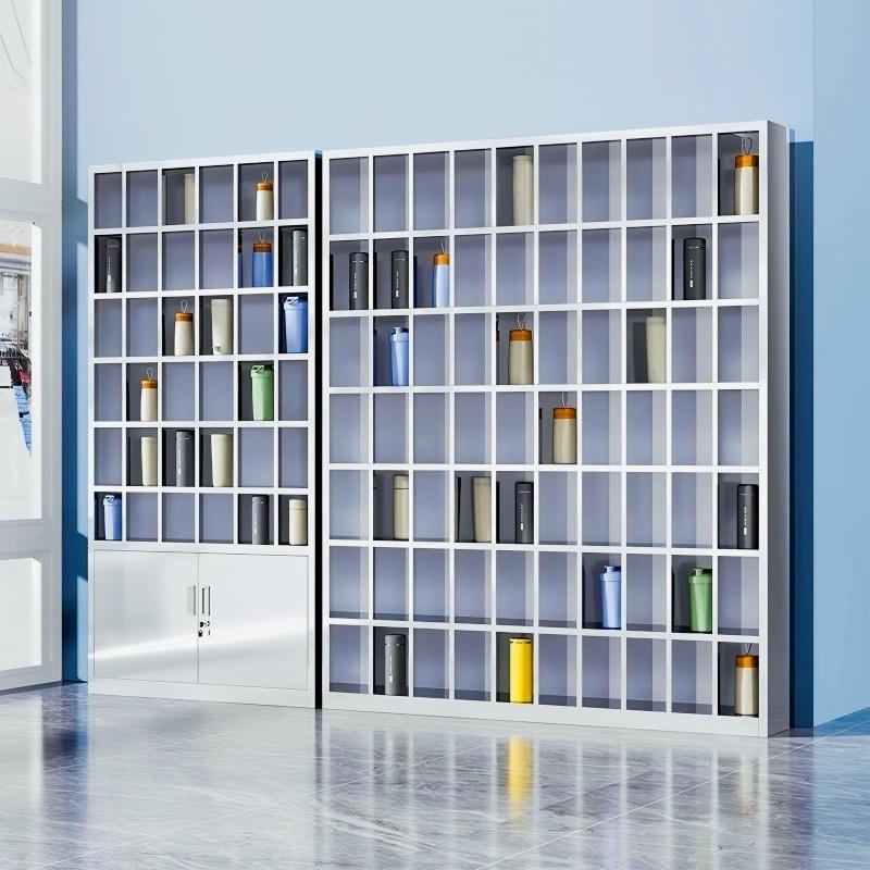 不锈钢水杯柜工厂车间茶杯存放柜员工休息室多格带门置物水杯柜子