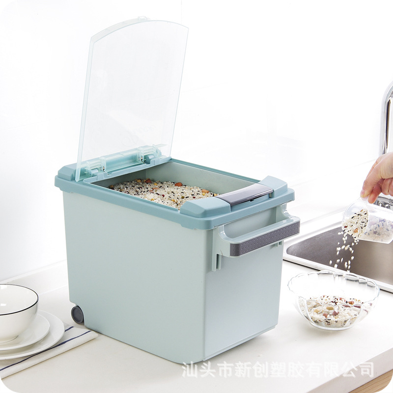 加厚防虫米桶厨房塑料米箱10kg15kg大容量带滑轮装面收纳箱米缸