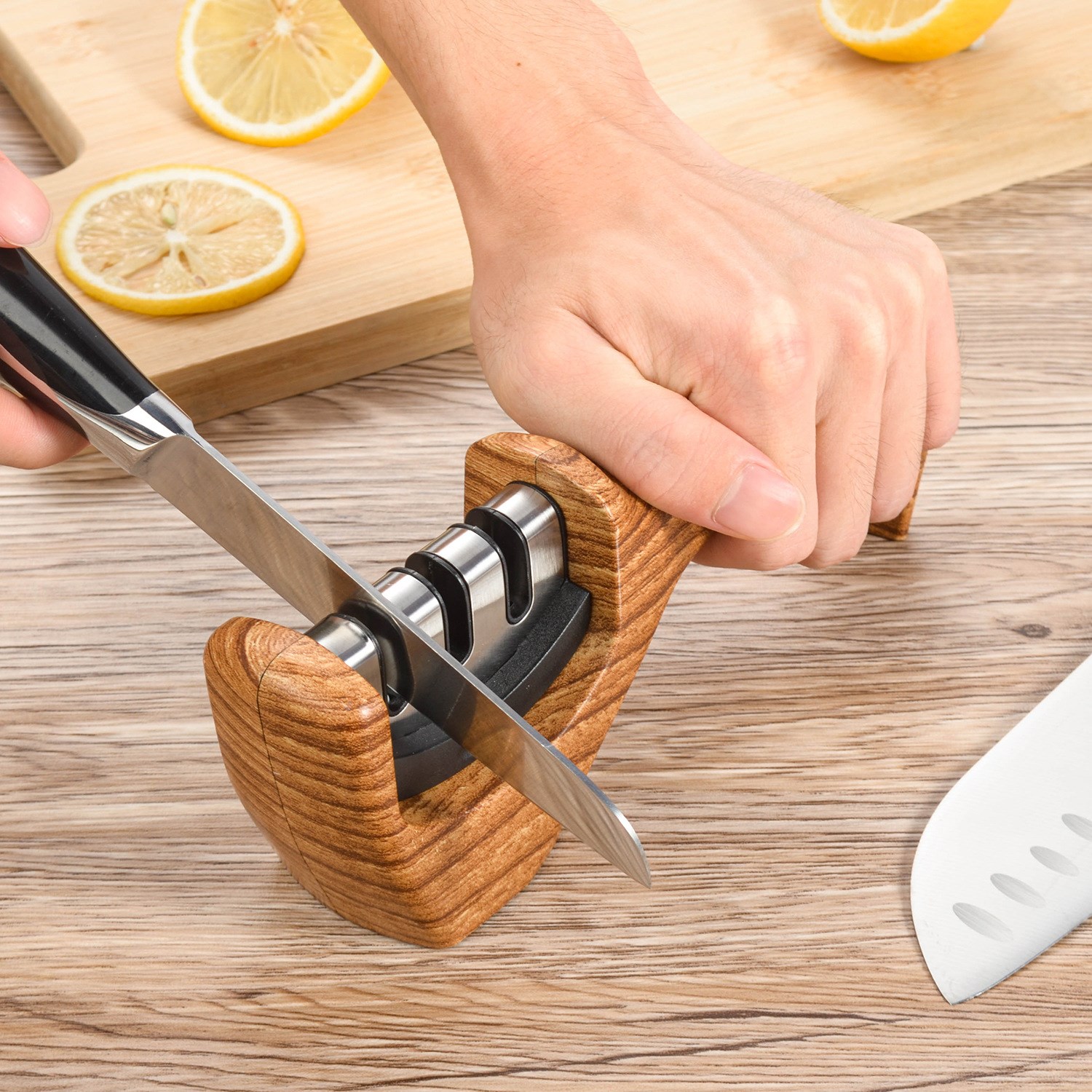 跨境新款便携木纹磨刀器现货家用钨钢磨刀器磨刀石厨房小工具