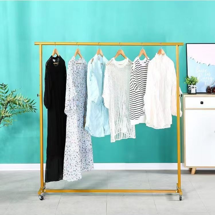 折叠单杠衣架服装店直播间女装陈列展示架落地挂衣架
