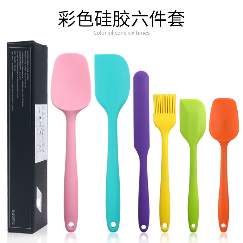 现货 6件套硅胶刮刀蛋糕奶油抹刀烘焙刮刀套装硅胶铲油刷烘焙工具