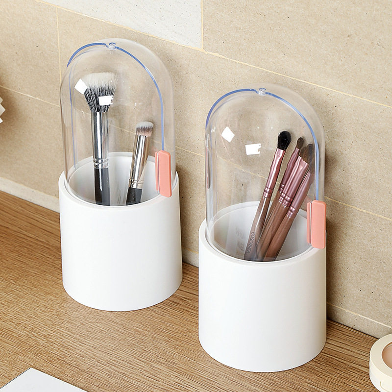 创意化妆品收纳盒透明防尘眼影刷收纳桶桌面化妆刷收纳瓶多功能