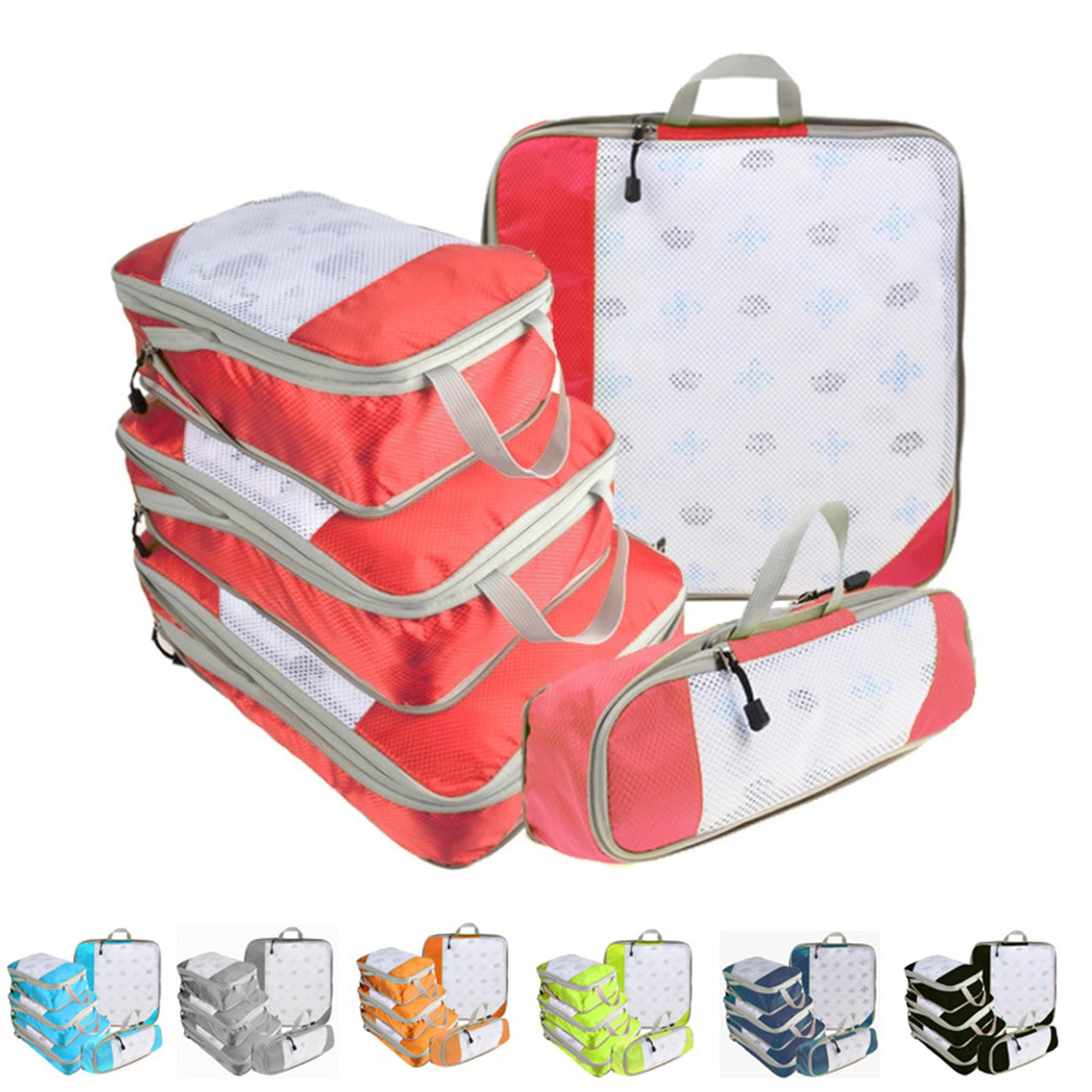 旅行衣柜压缩收纳包五件套防水手提收纳袋套装行李箱整理便携