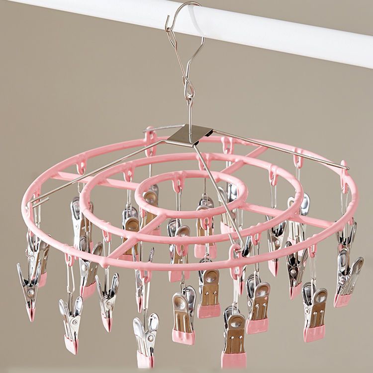 不锈钢晾衣架圆形晾衣架袜子夹挂钩晾袜架圆盘内衣晾晒器夹子宿舍