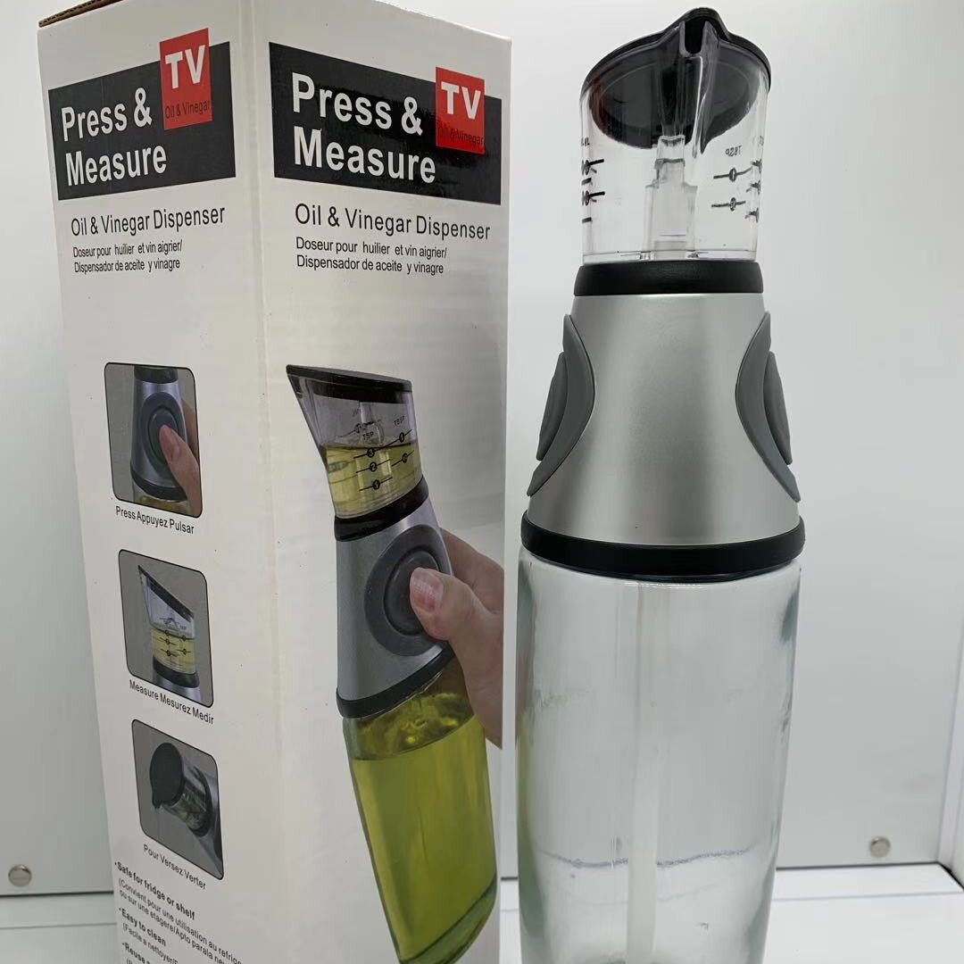 厂家直销,500ML定量油瓶,可控带刻度,,按压玻璃油壶