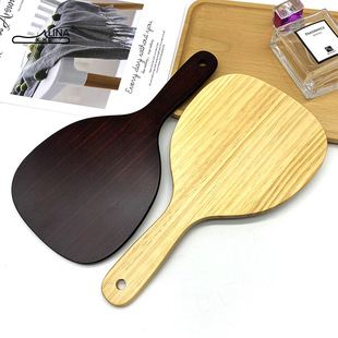 大号椭圆高清美容院镜子实木手柄镜美容化妆镜单面手抓镜挂镜拿镜