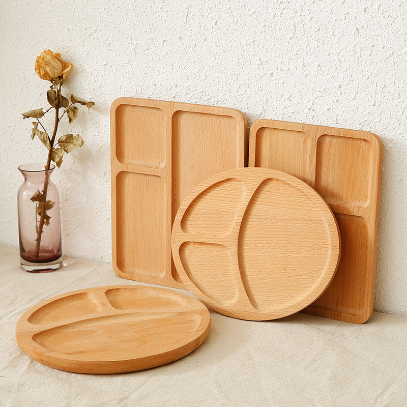创意家用分格托盘无漆榉木托盘多规格面包托盘披萨坚果用餐木盘子