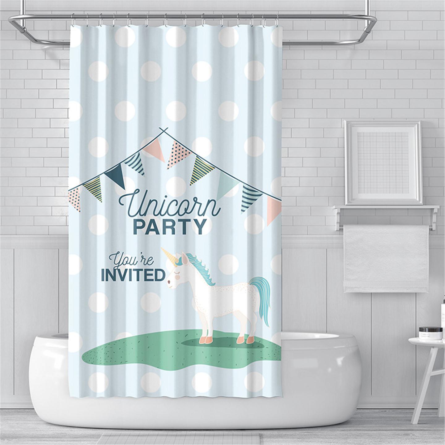 淋浴新品帘厂家直销涤纶浴帘定制浴帘独角兽防水印花可