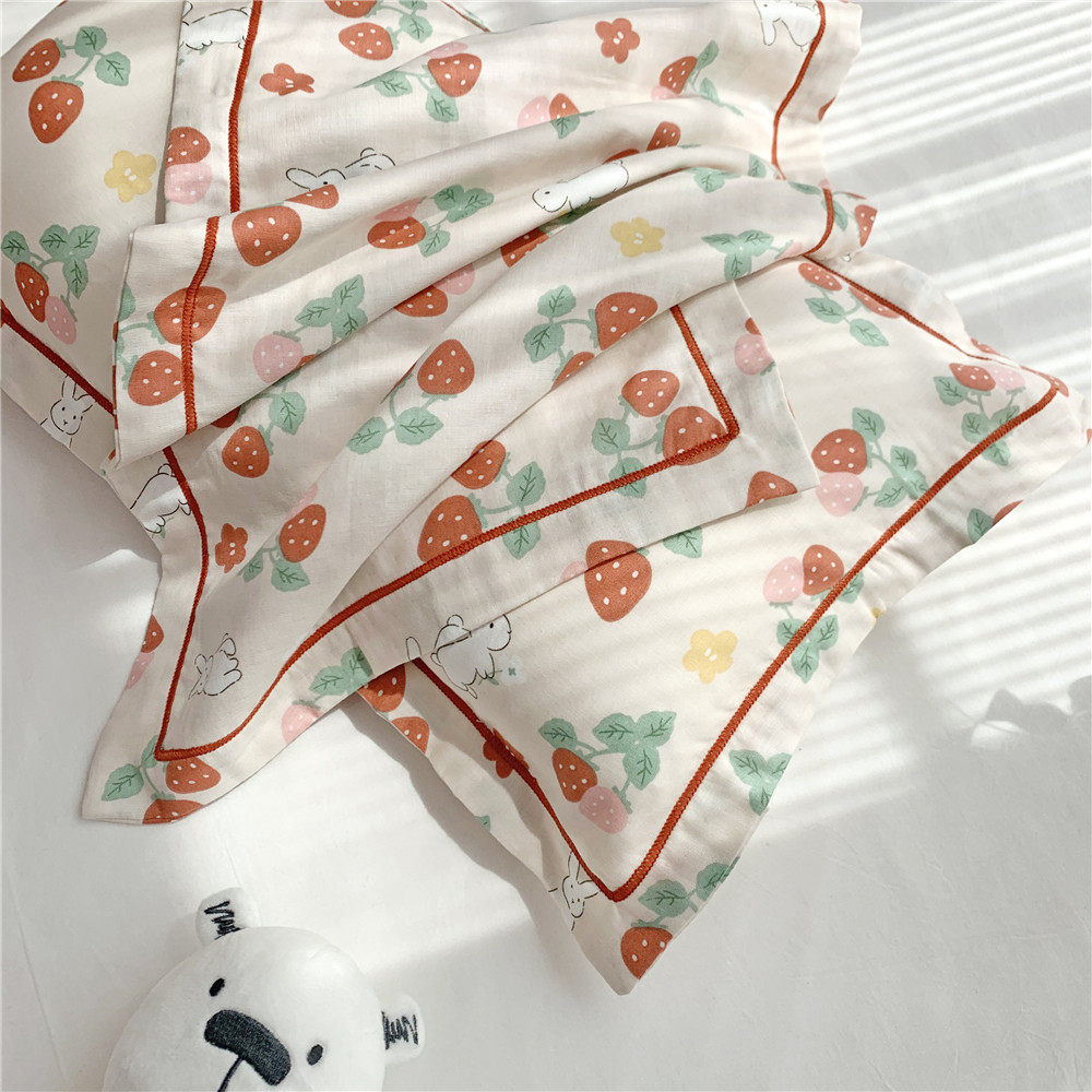 儿童纯棉纱布枕套带枕头家用全棉枕芯枕套装单人宝宝学生枕