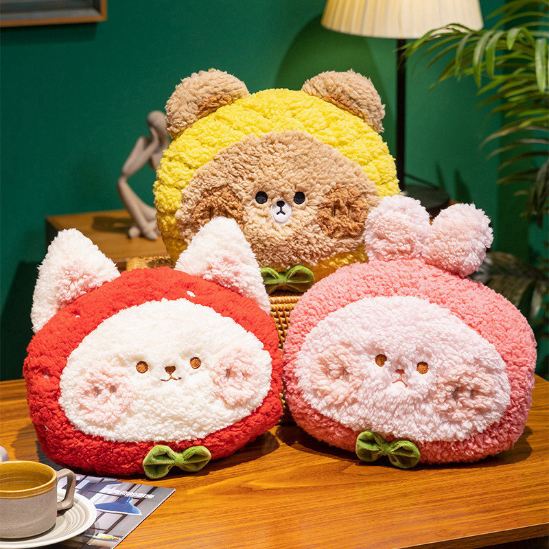 卡通水果动物暖手抱枕少女心暖手捂可放热水袋小毛毯冬季暖手抱枕