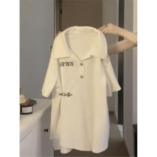 小休闲上衣宽松开衩众挂链夏季 韩系甜辣妹 chic女T恤露肩中袖 短袖