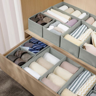 无纺布收纳盒6件套折叠储物盒无盖内衣袜子置物盒可水洗外贸跨境