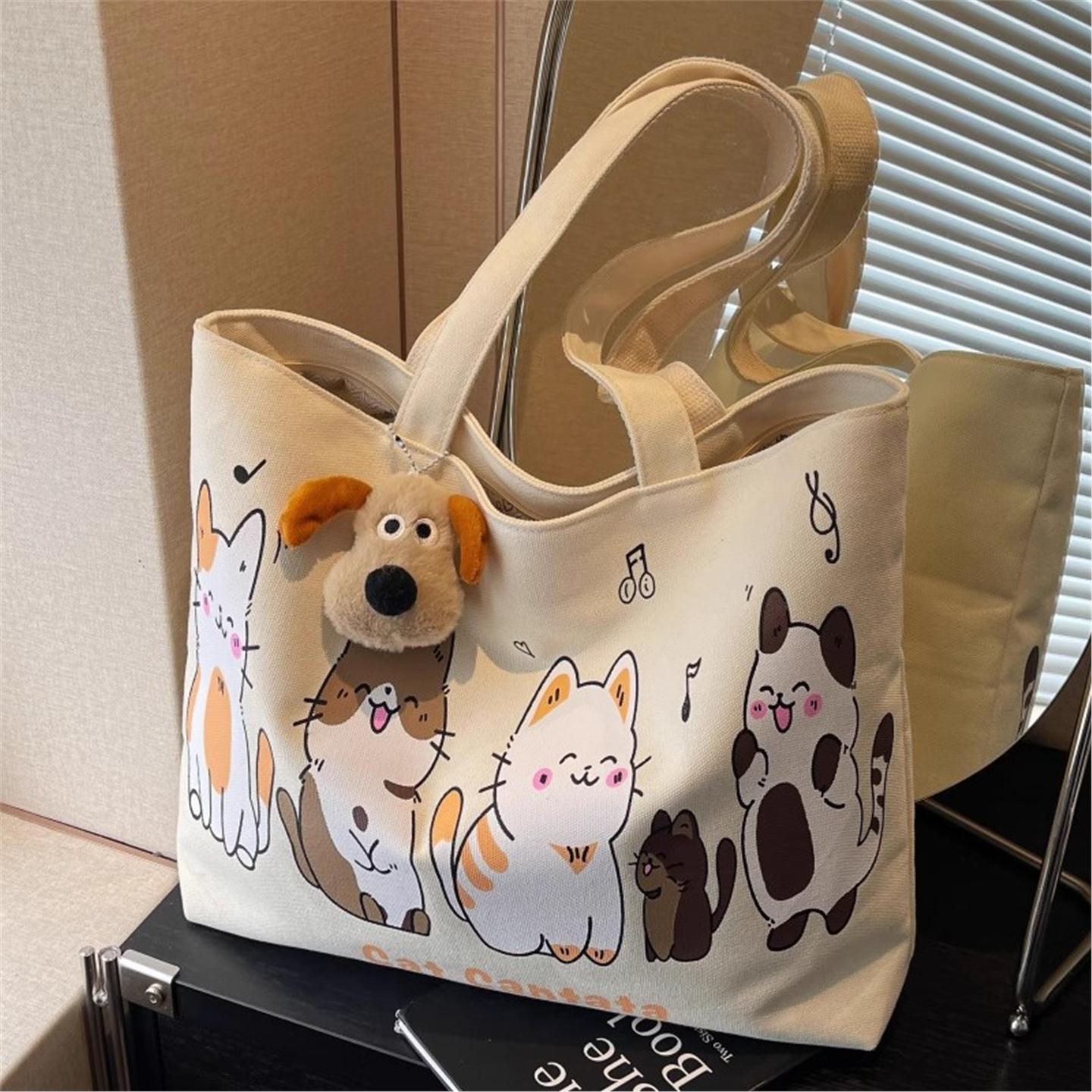 旅行猫咪帆布包夏季大容量