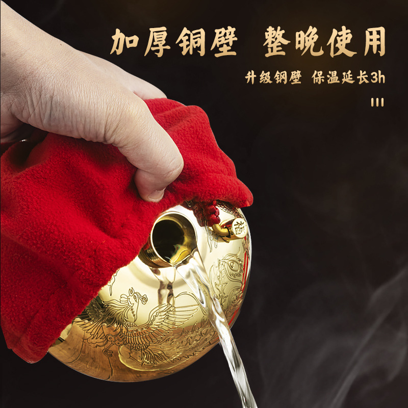 婆纯热水品宝壶烫子背养被窝汤子铜加厚袋注水礼复古暖手婆生暖