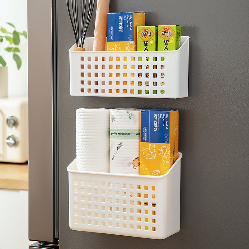日本磁吸收纳盒冰箱侧面置物架磁铁免打孔壁挂式厨房保鲜膜储