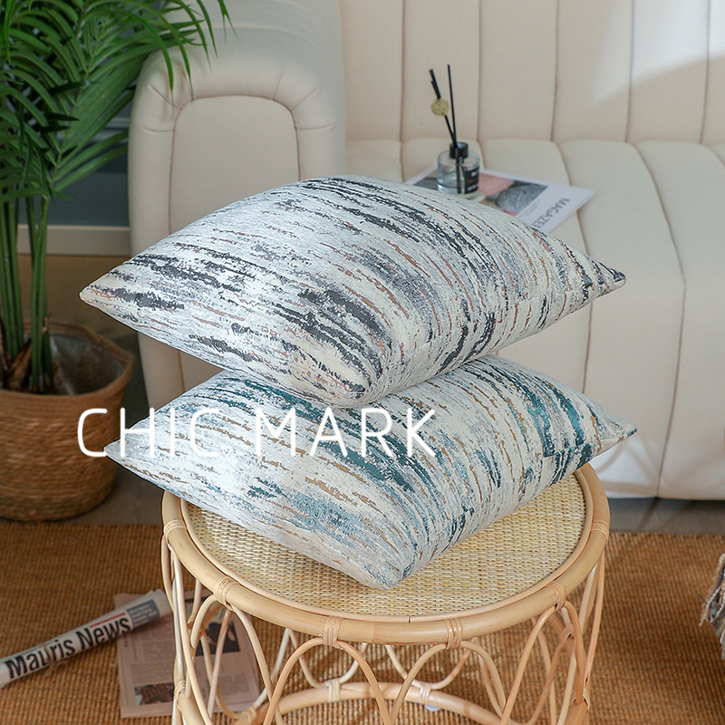 跨境热卖家居北欧肌理色织抽象提花抱枕套客厅卧室沙发靠垫不含芯