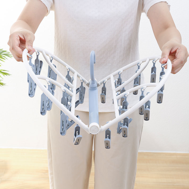 A524防风晾衣架多夹子婴儿晒袜子凉内裤挂钩挂宝宝内衣服圆形功能