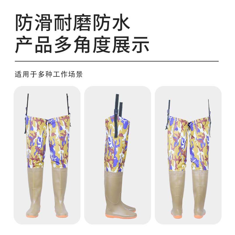 迷纯色米加长水钓鱼鞋防血农农彩花黄田鞋过膝吸虫田靴活插秧鞋