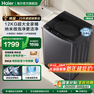 国家补贴海尔波轮洗衣机12公斤超大容量家用10KG全自动20E旗舰店