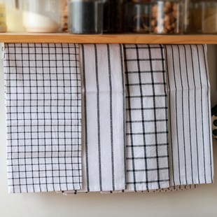 日式全棉格纹g家用餐巾简约柔软餐布酒杯擦拭布美食摄影摆拍背景