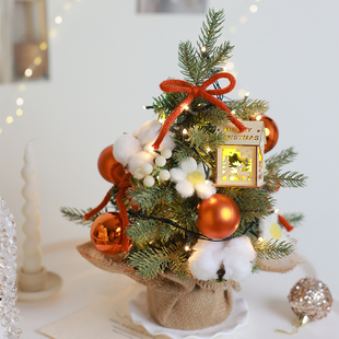 圣诞节2024年新款 饰 ins 桌面圣诞树摆件混合圣诞小型家用圣诞树装