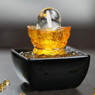转球流水摆件循环水招财客厅玄关小型桌面创意装 饰造景风水轮礼物