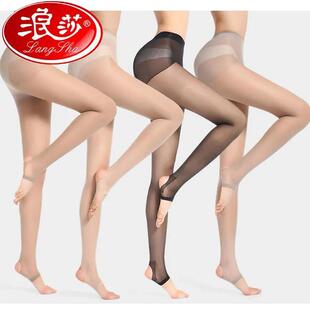 浪莎透肤九分丝袜春夏不连脚防勾丝超薄踩脚肉黑美腿显瘦连裤 袜子