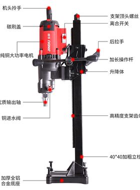 金都原厂金刚石台钻9220深孔52牛米900高转速输出3200W大功率轻型